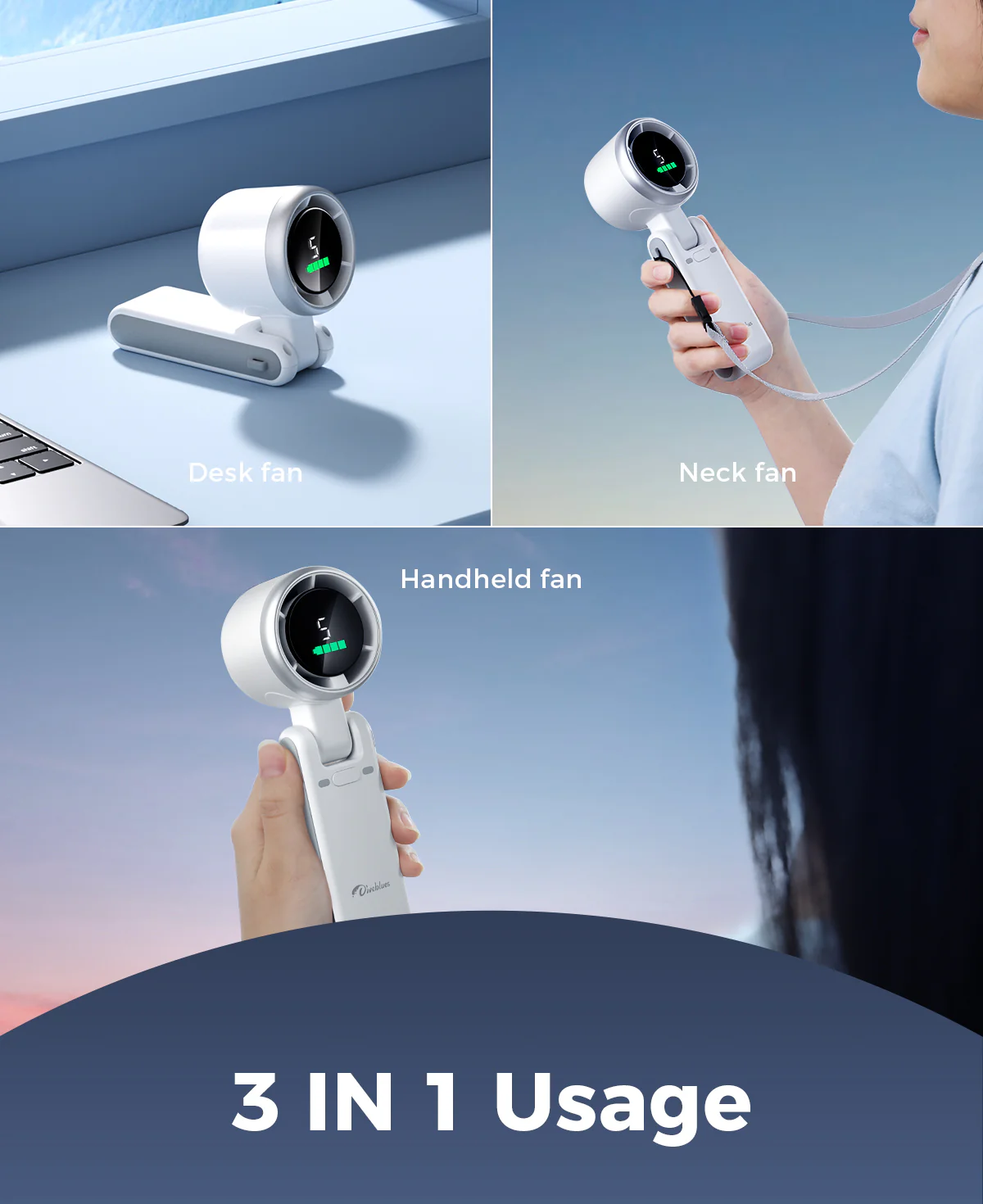 JISULIFE Handheld Turbo Fan [16H Max Cooling Time] Mini 4000mAh, Green